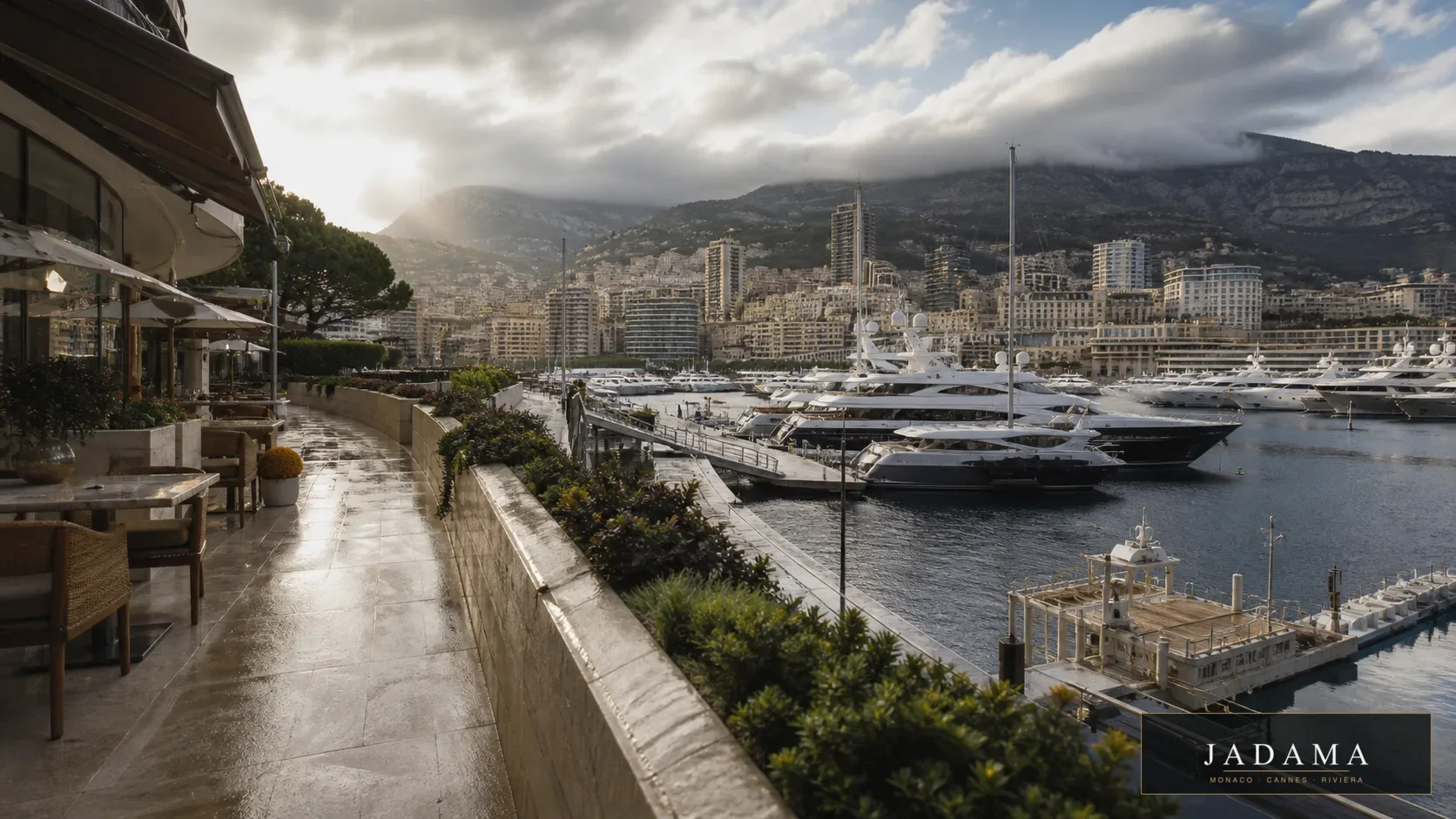 Monaco harbour rain